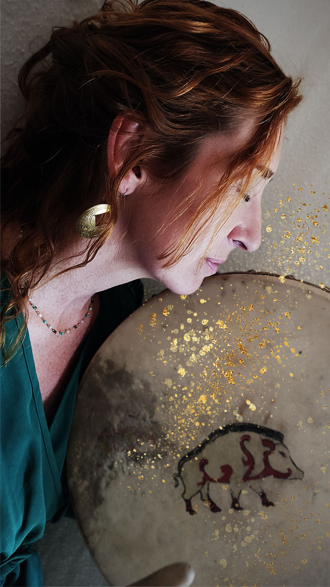 Sinéad Fine playing the drum